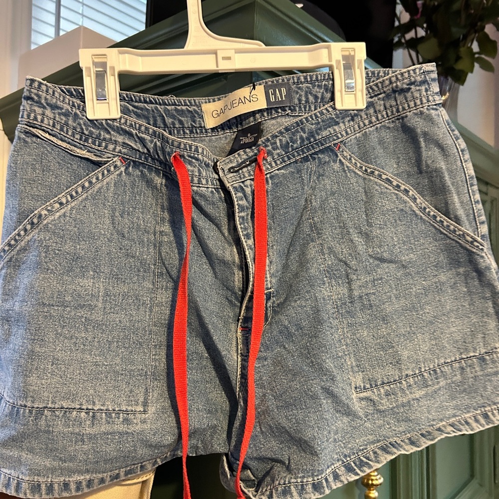 GAP Light Blue Denim Shorts with Red Accents